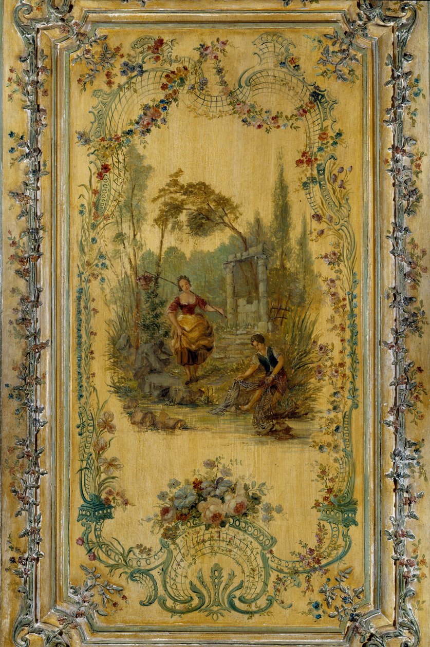 Pastoral scene, panel av leiligheten til Dauphine Marie Josephe av Sachsen (1731-1767) av French School