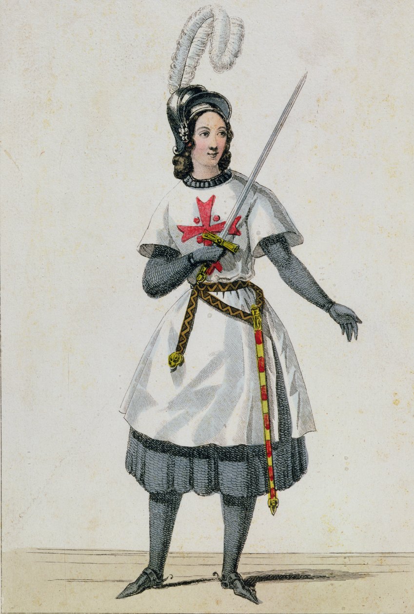 Pauline Garcia-Viardot (1821-1910) i rollen som Tancredi i operaen av Gioacchino Rossini (1792-1868) ved Theatre Italien, Paris av French School