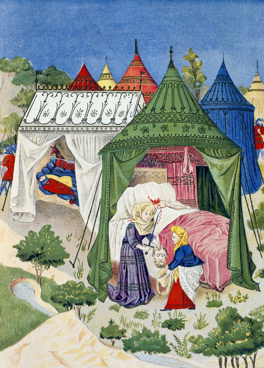 Paviljonger og telt fra 1400-tallet, detalj fra Judiths historie av French School