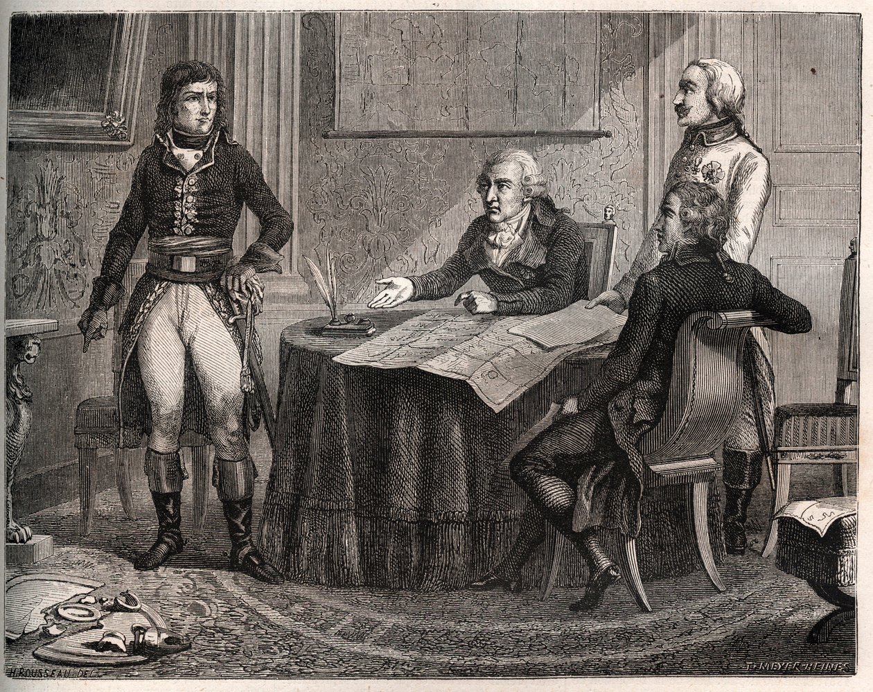 Fred i Campoformio mellom Østerrike og Frankrike: Forhandlinger mellom grev Cobenzl og Napoleon Bonaparte av French School