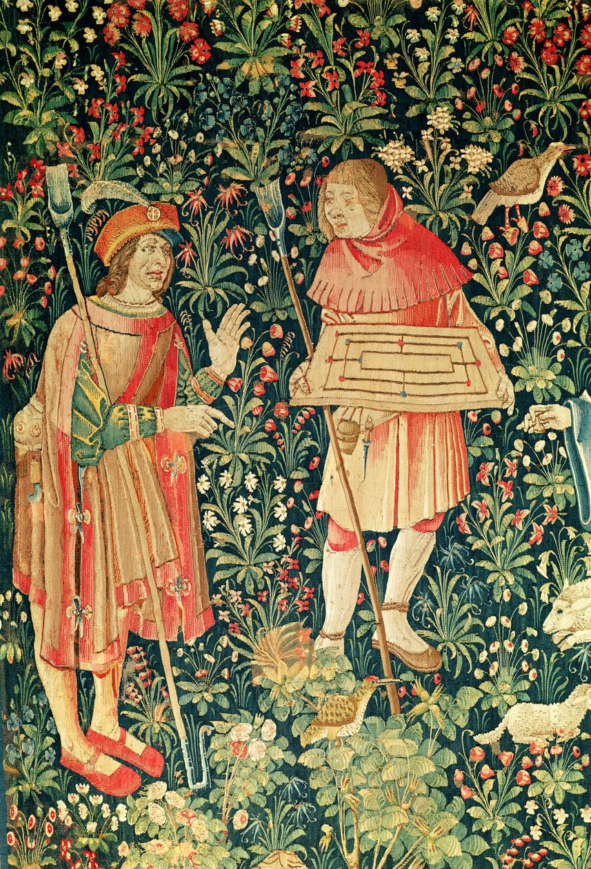Bonde som bærer et humlebrett, fra Game of Hopscotch and Fruit Picking, Loire Workshop, 1510 av French School