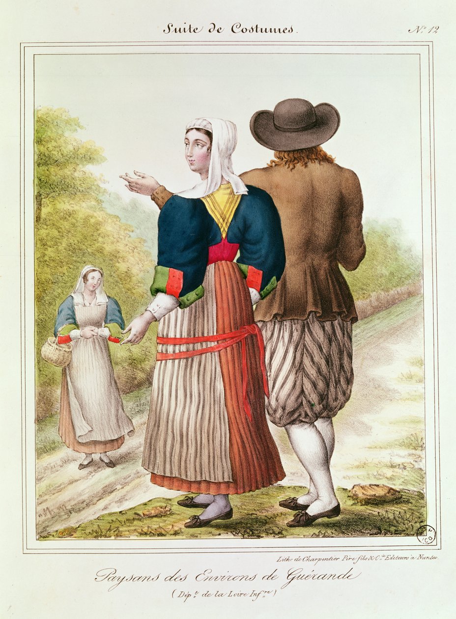 Bønder fra Guerande, fra Les Costumes Bretons de Charpentier av French School