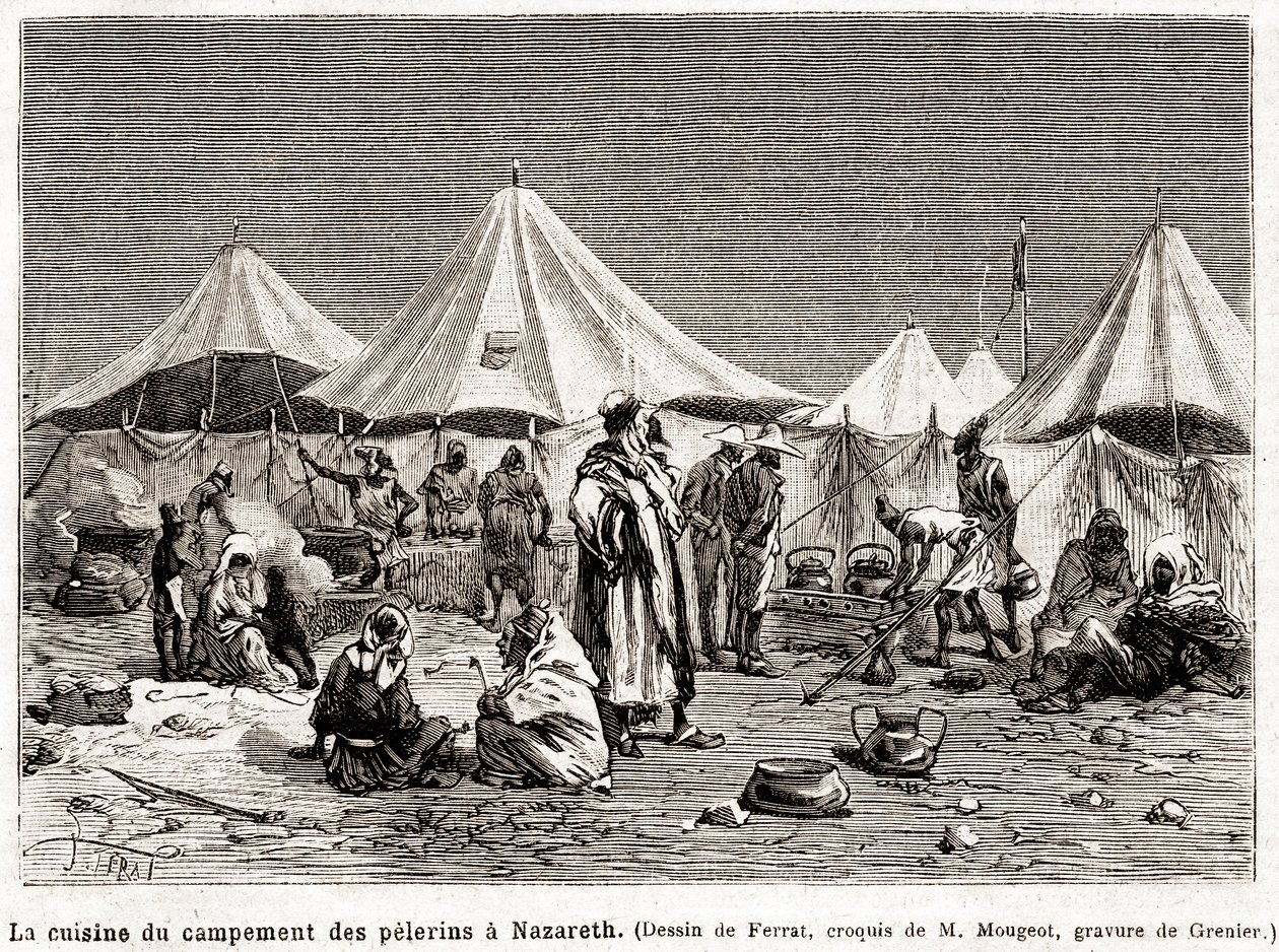 Penitens pilegrimsreise til de hellige steder fra 25. april til 8. juni 1882 (gravering) av French School