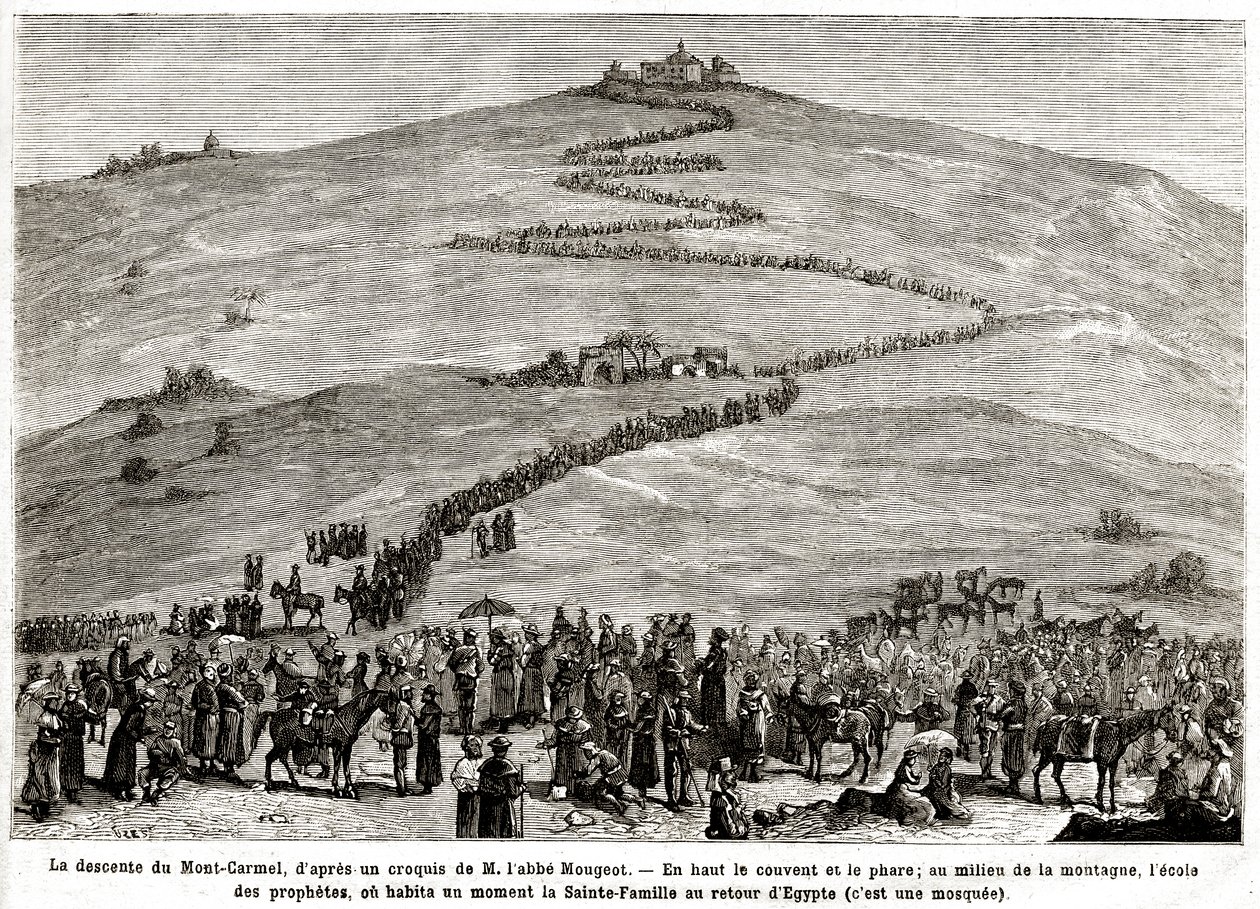 Penitens pilegrimsreise til de hellige steder fra 25. april til 8. juni 1882 (gravering) av French School
