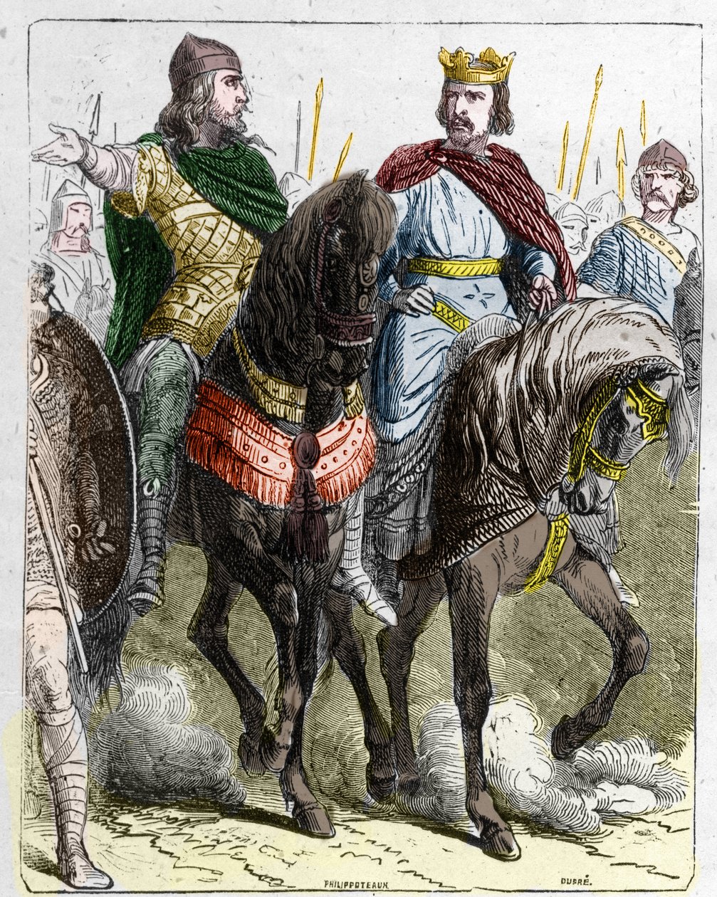 Pepin II de Herstal, kjent som Pepin le Gros eller Pepin le Jeune (645 -714) med Clovis III, kongen av frankene fra 691 til 695. av French School