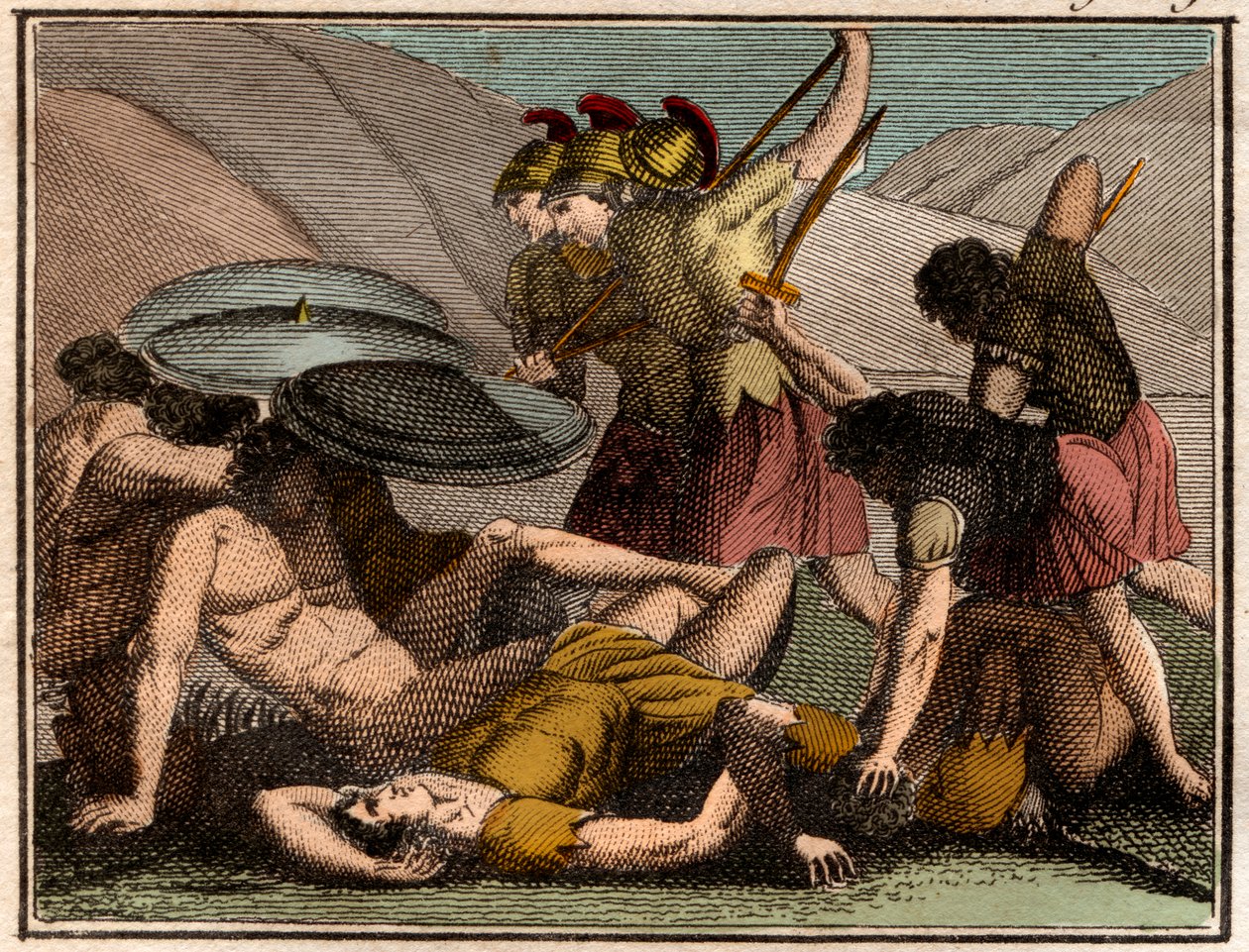 Persiske kriger Slaget ved Thermopylae 480 f.Kr. Den spartanske kongen Leonidas og hans menn faller i slaget. av French School