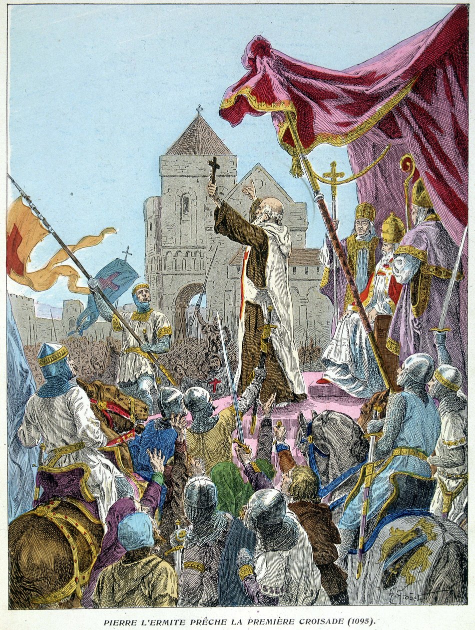 Eremitten Peter forkynner det første korstoget i 1095 av French School