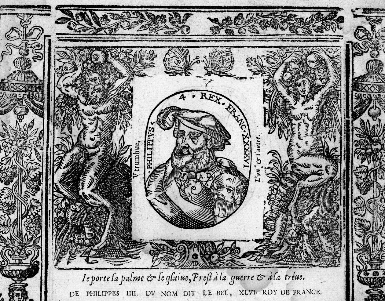 Philip IV, Bel, portrett inngravert i medaljong av French School