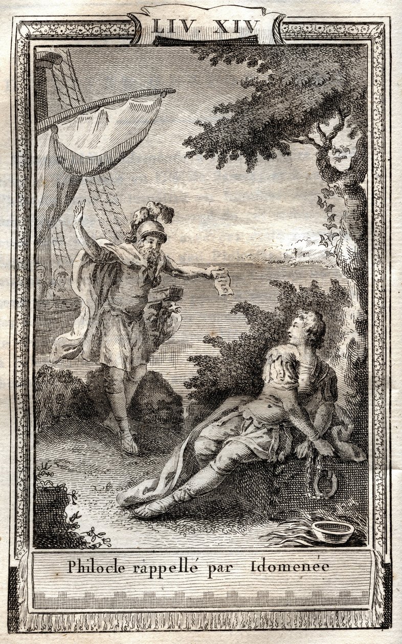 Philocle recalls by Idomenee - engraving of 1798 after Monnet in “Les Aventures de Telemaque, fils d