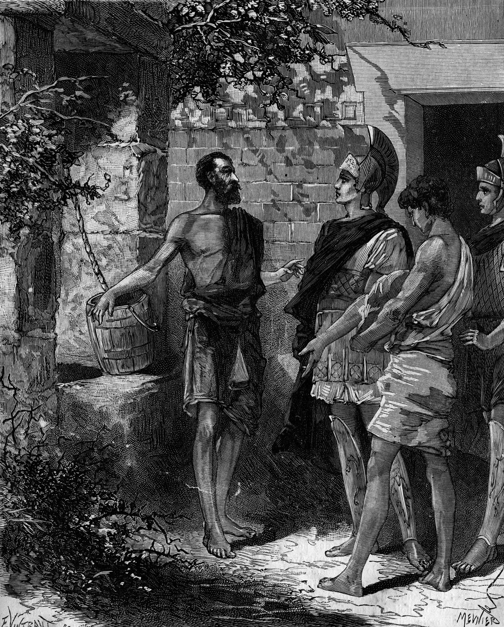 Phocion (Phokion) (402 BC - 318 BC) is an Athenian strategy and orator receiving the envoys of Alexander the Great after the victory of Arbelles. av French School