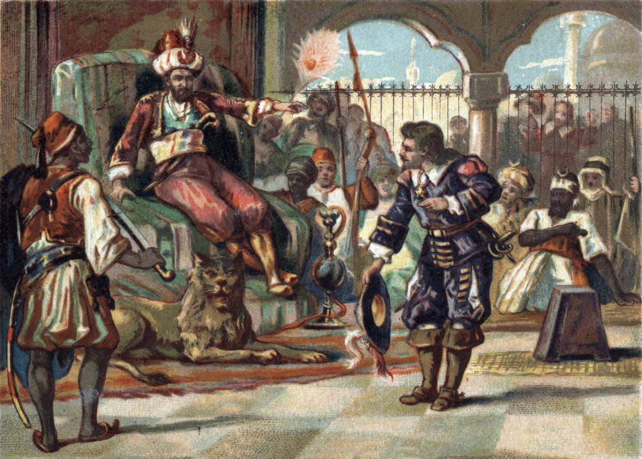 Pierre Porcon de La Barbinais, captain of frigate, was taken prisoner by the dey of Algiers. He sent him to bargain with King Louis XIV the treatment of French captives in Algeria and the peace agreements. The king refused the proposals, and the Breton com av French School