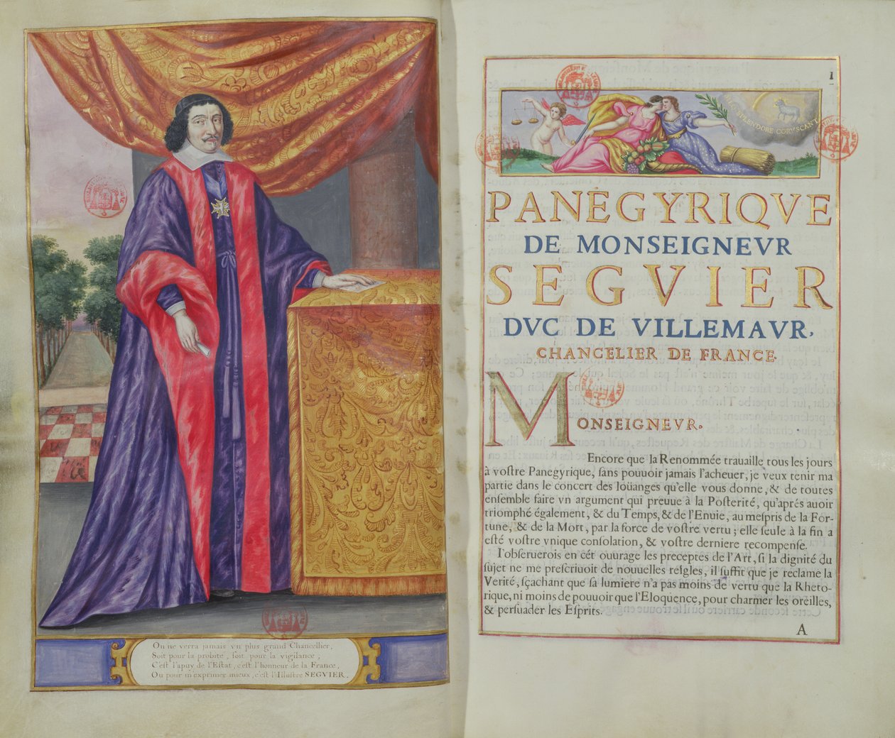 Pierre Seguier (1588-1672) Frankrikes kansler, illustrasjon fra Les Panegyriques des Hommes Illustres de Notre Siecle av Puget de la Serre, 1655 av French School