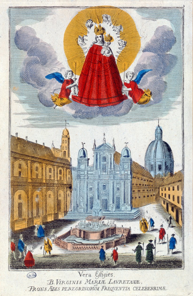 Pilegrimer som besøker helligdommen til Vår Frue av Loretto, 1700-tallet av French School