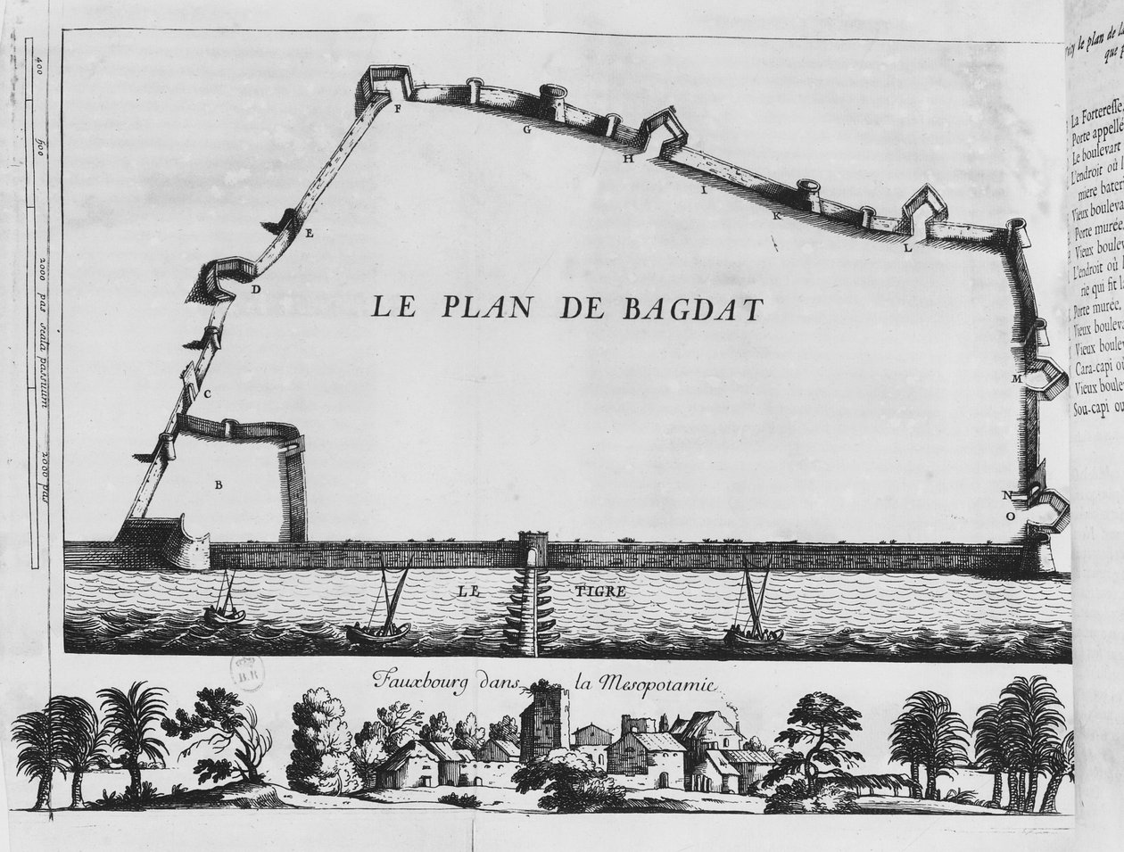 Kart over Bagdad, fra The Six Voyages of J. B. Tavernier, 1676 av French School