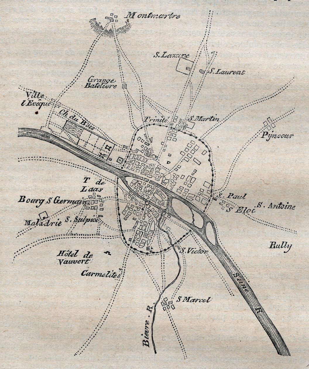 Plan for Paris under Philippe Auguste av French School