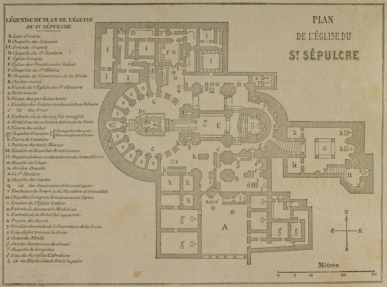 Plan for Den hellige gravs kirke, Jerusalem av French School