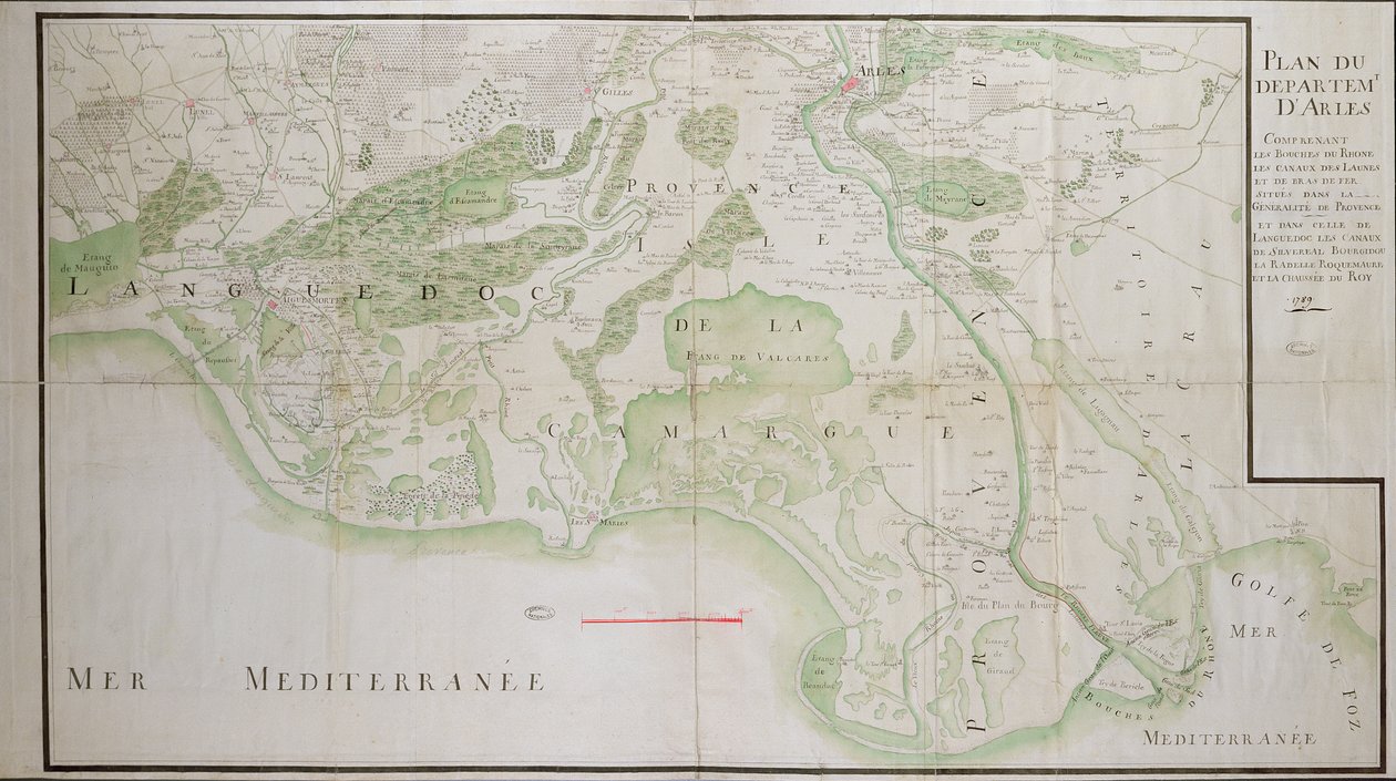Plan for avdelingene i Arles, 1789 av French School