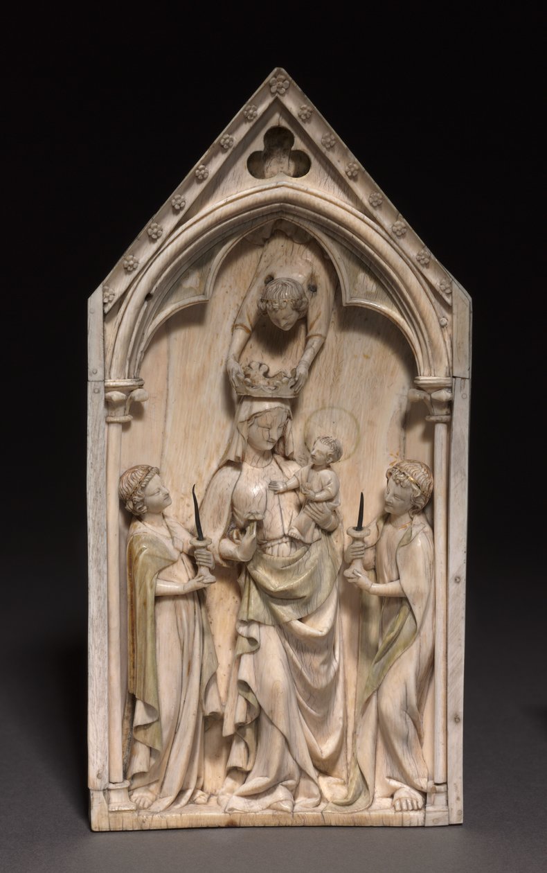 Plakett: Jomfruen og barnet med engler, Paris, ca. 1320-1330 av French School