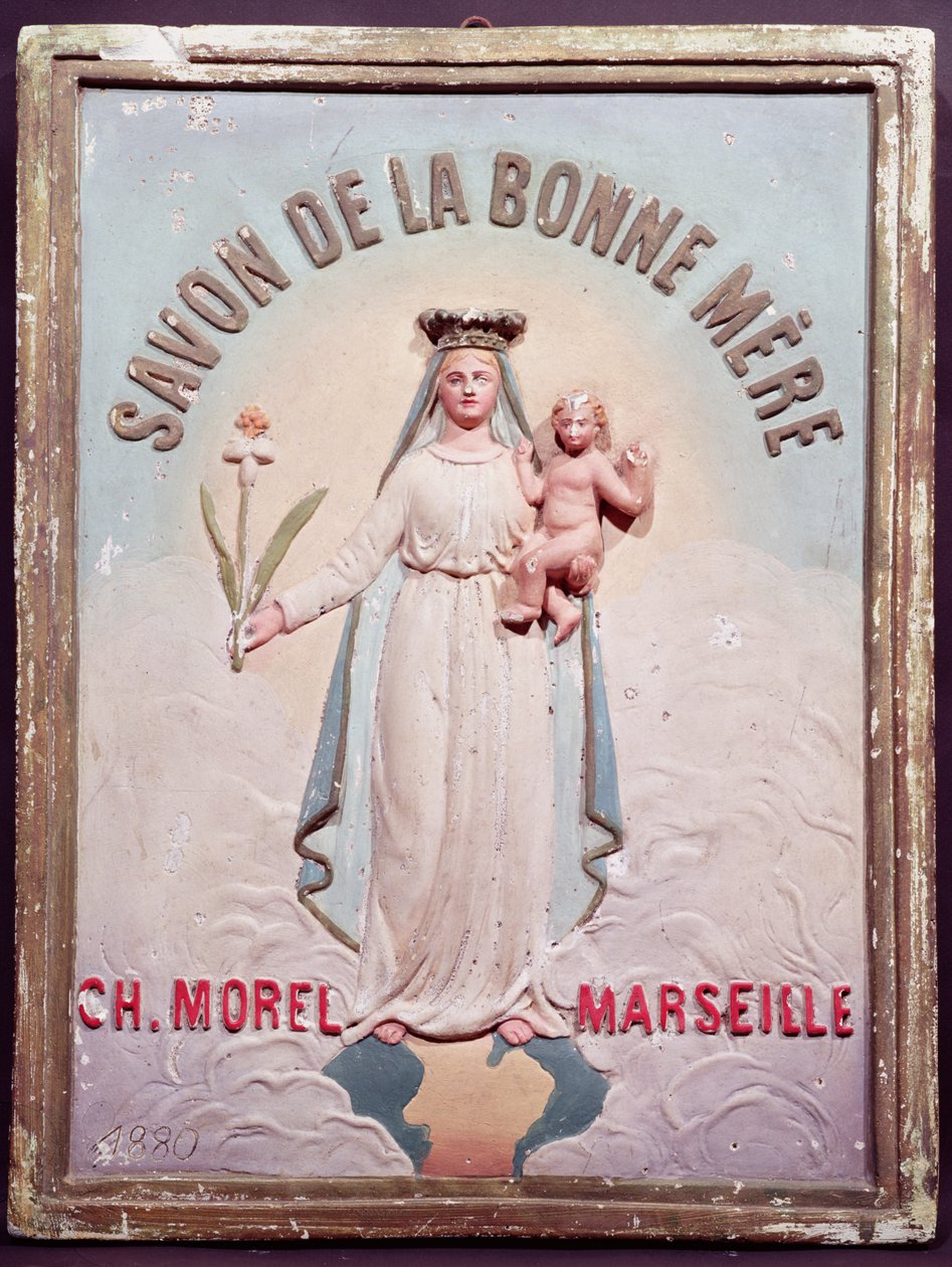 Plakettreklame Savon de la Bonne Mere, 1880 (gips) av French School