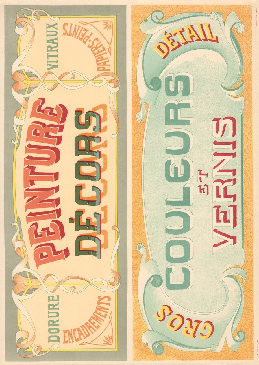 Plate 22: Skiltmodeller for jugendstil bokstavmaler (Maledekor, farger og lakk). av French School