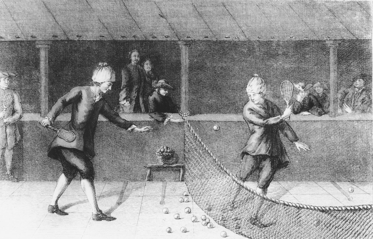 Spiller Jeu de Paume i Paris (gravering) av French School