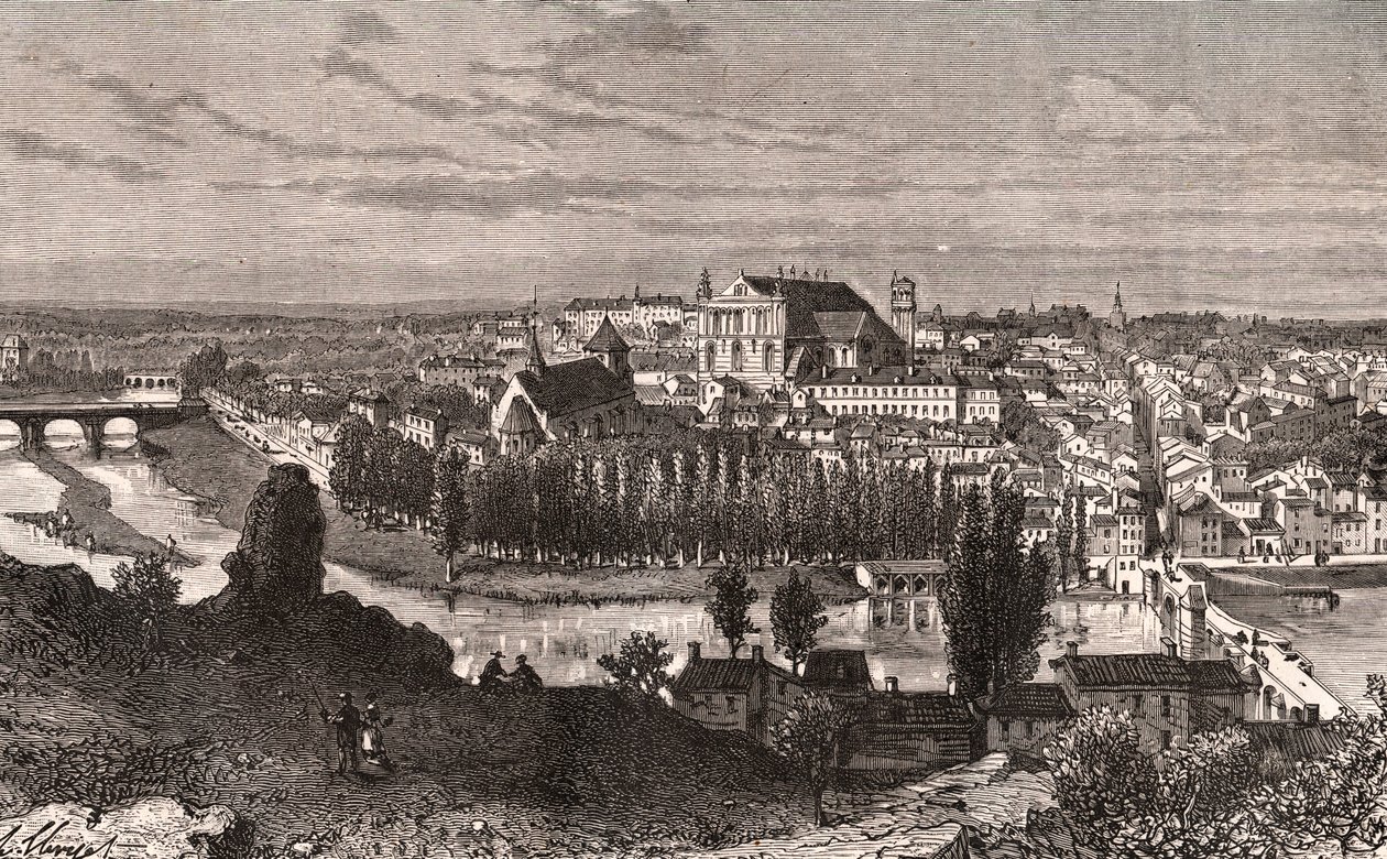 Poitiers - gravering i "La France illustrée: geografi, historie, statistisk administrasjon" av V.A. Malt-Brown. 1884 av French School