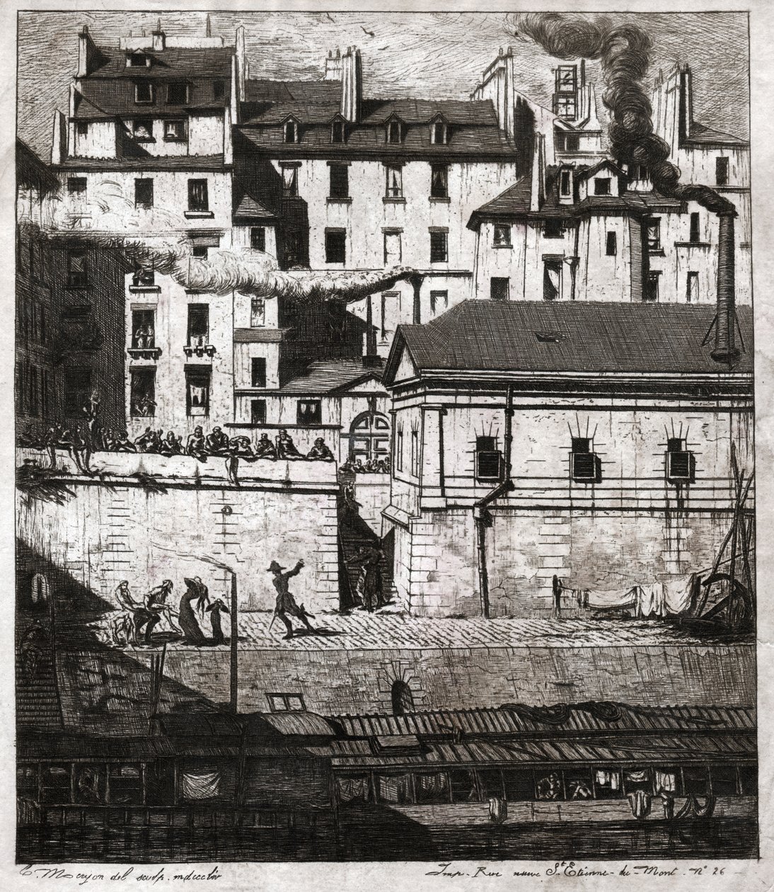 Politiet i Paris. (gravering, ca. 1860) av French School