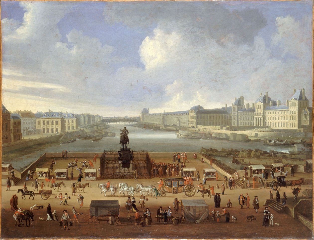 Pont Neuf og Louvre, ca. 1669 (olje på lerret) av French School