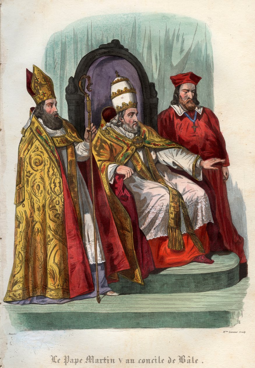 Pave Martin V (1368-1431) ved konsilet i Basel (Concile de Bale) i 1431 av French School