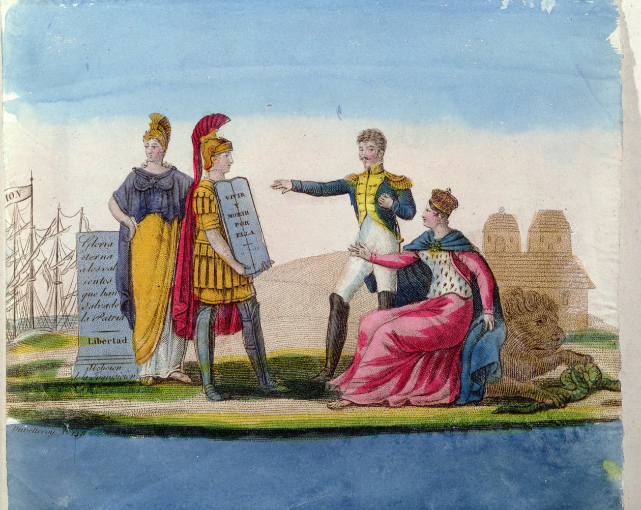 Populære bilder til ære for Bolivar, ca. 1820-30 (fargegravering) av French School