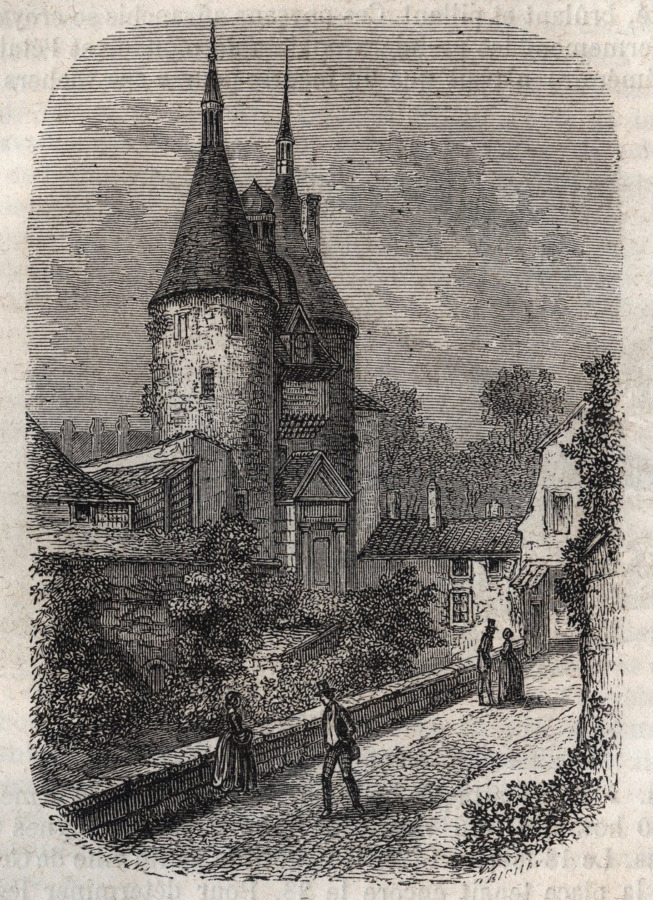 Porte de la Craffe en Nancy-rest av middelalderske festningsverk, erigee på 1300-tallet nord for gamlebyen - gravering i "Histoire de France" av Victor Duruy av French School