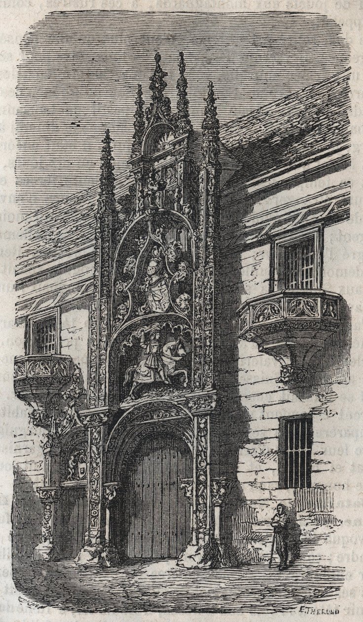 Dør til hertugpalasset i Nancy (Palais des Ducs de Lorraine) (1502-1512) - gravering i "Histoire de France" av Victor Duruy (1811-1894) - 1882 av French School