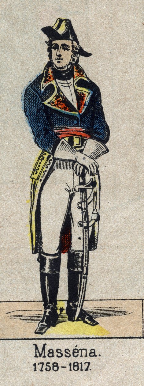 Portrait in foot of Andre Massena, Duke of Rivoli (1756-1817), Prince of Essling, marechal of Empire”” Image of Epinal from the end of the 19th century. av French School