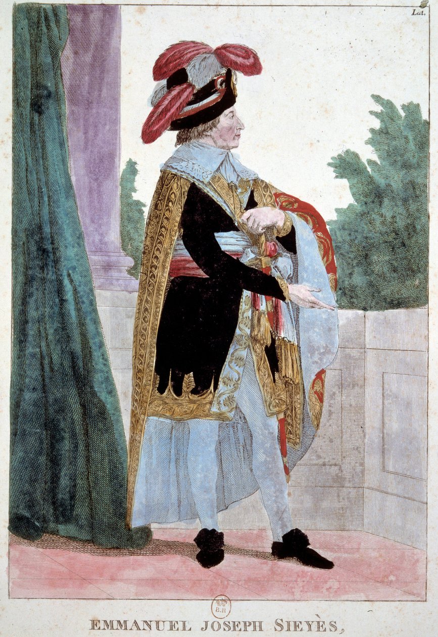 Portrett av Abbe Emmanuel Sieyes (1748 - 1836) medlem av hovedstyret. Gravering fra 1800-tallet. Paris, Musee Carnavalet. av French School