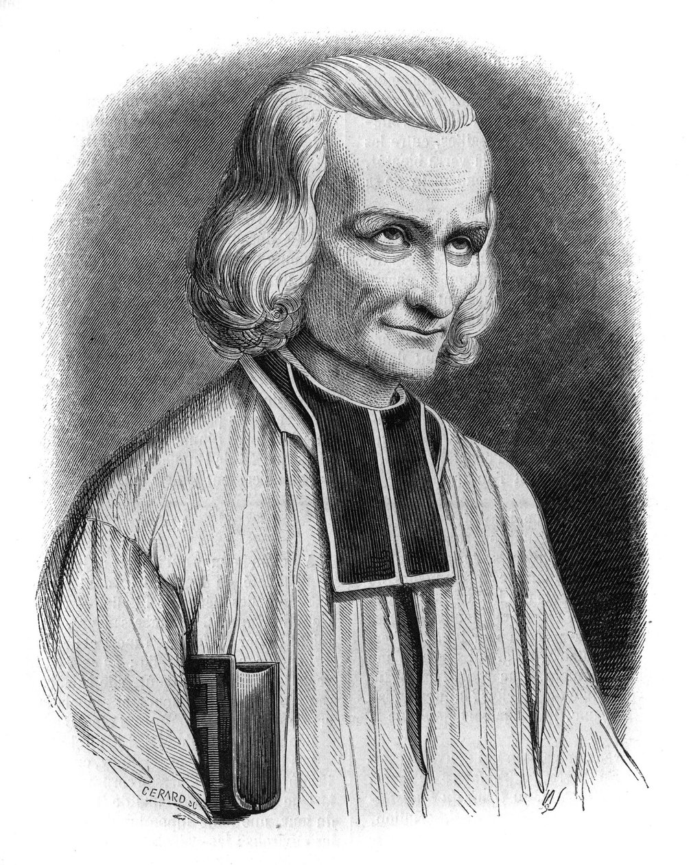 Portrett av Abbe Jean Marie Vianney (Vianey, Viannay, Viennet), kjent som Cure d'Ars (1786-1859). Den ble laget Saint Jean-Marie Vianney i 1925. Gravering av Cabuchet av French School