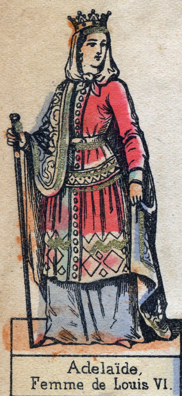 Portrait of Adele de Savoie (Alix or Adelaide de Maurienne) (ca. 1100-1154), wife of Louis VI of France. (Capetian dynasty). Illustration late 19th century. av French School