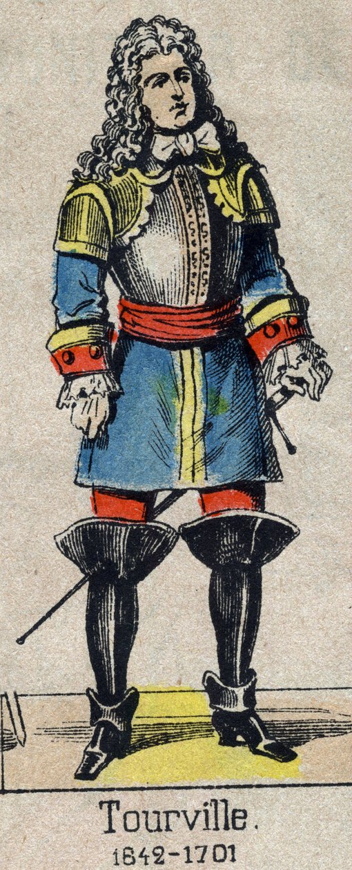 Portrait of Admiral Anne Hilarion of Costentin (Cotentin), Count of Tourville (1642-1701). Image of Epinal from the end of the 19th century. av French School