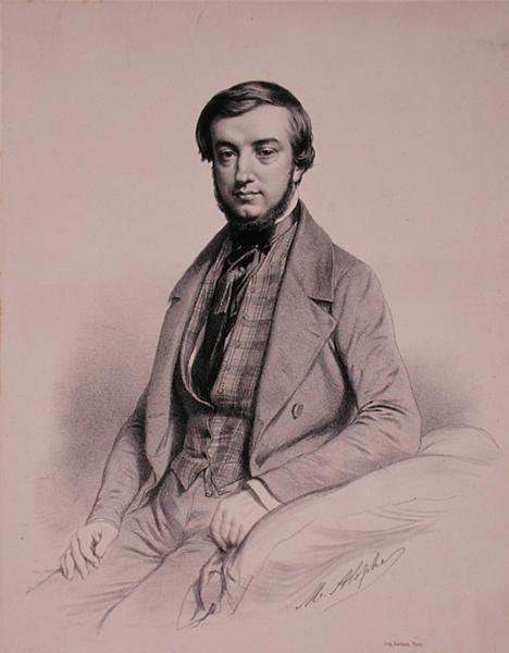 Portrett av Adolphe-Clair Lecarpentier, gravert av Marie Alexandre Alophe (1812-83) (litho) av French School