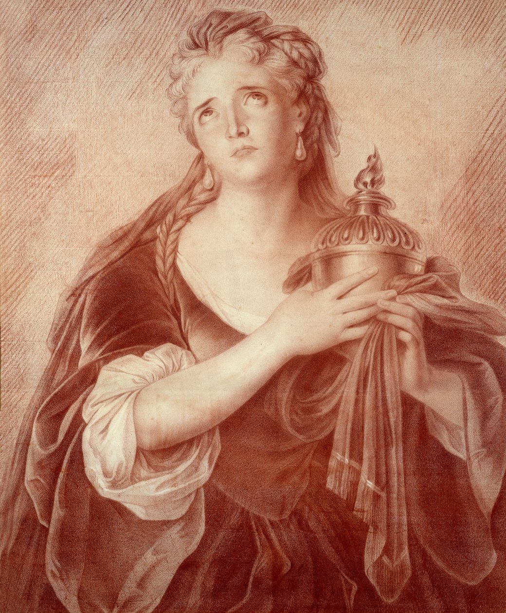 Portrett av Adrienne Lecouvreur (1692-1730), fransk dramatiker. Tegning av Philippe De Saint Albin av French School