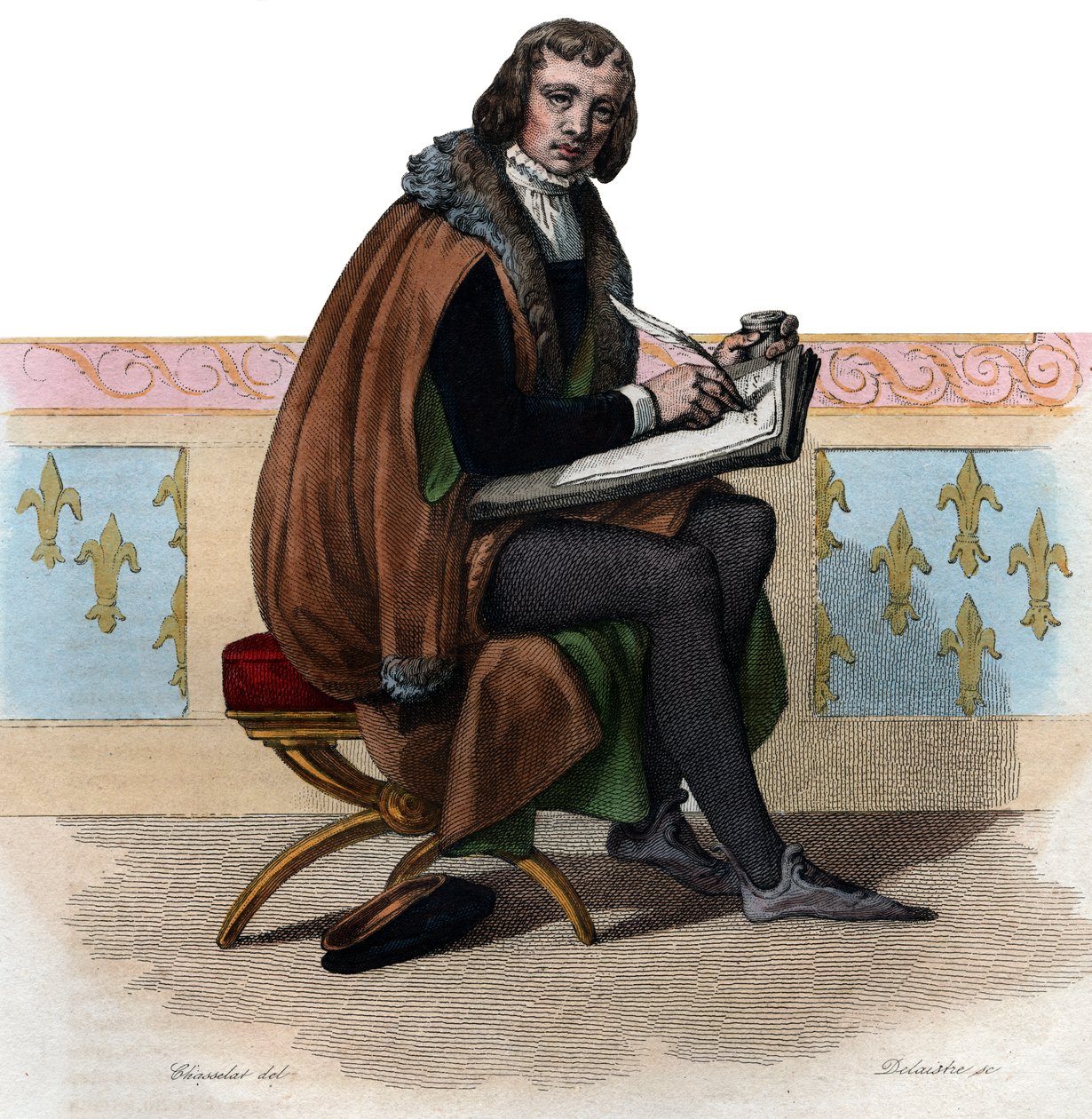 Portrett av Alain Chartier (1385-1430), fransk poet og politisk forfatter. av French School