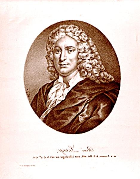 Portrett av Alain Rene Lesage (1668-1747) (litho) (s/hvitt-bilde) av French School