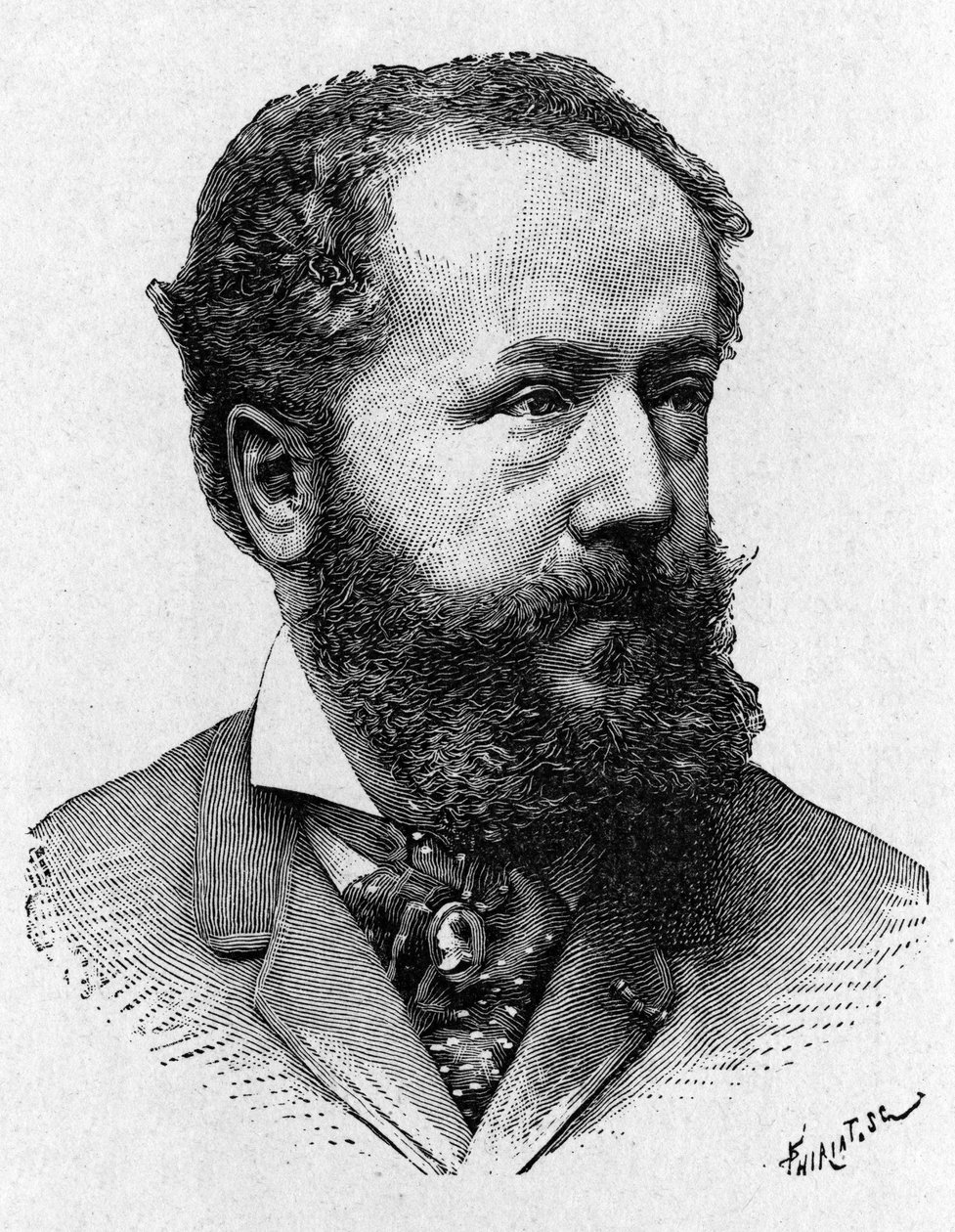 Portrett av Albert Tissandier, bror til Gaston Tissandier, fransk luftfart - i "Album de la Science; berømte vitenskapsmenn; Store funn""" 1896. av French School