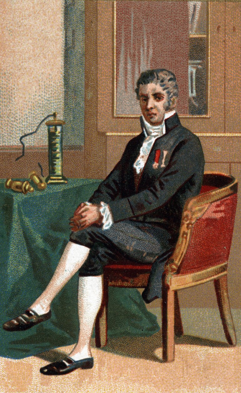 Portrett av Alessandro (Alexandre) Volta (1745-1827) italiensk fysiker. av French School
