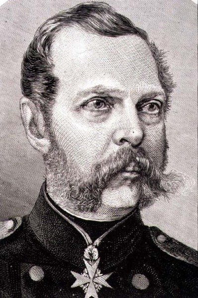 Portrett av Alexander II (1818-81) keiser av Russland fra 1855 (gravering) av French School