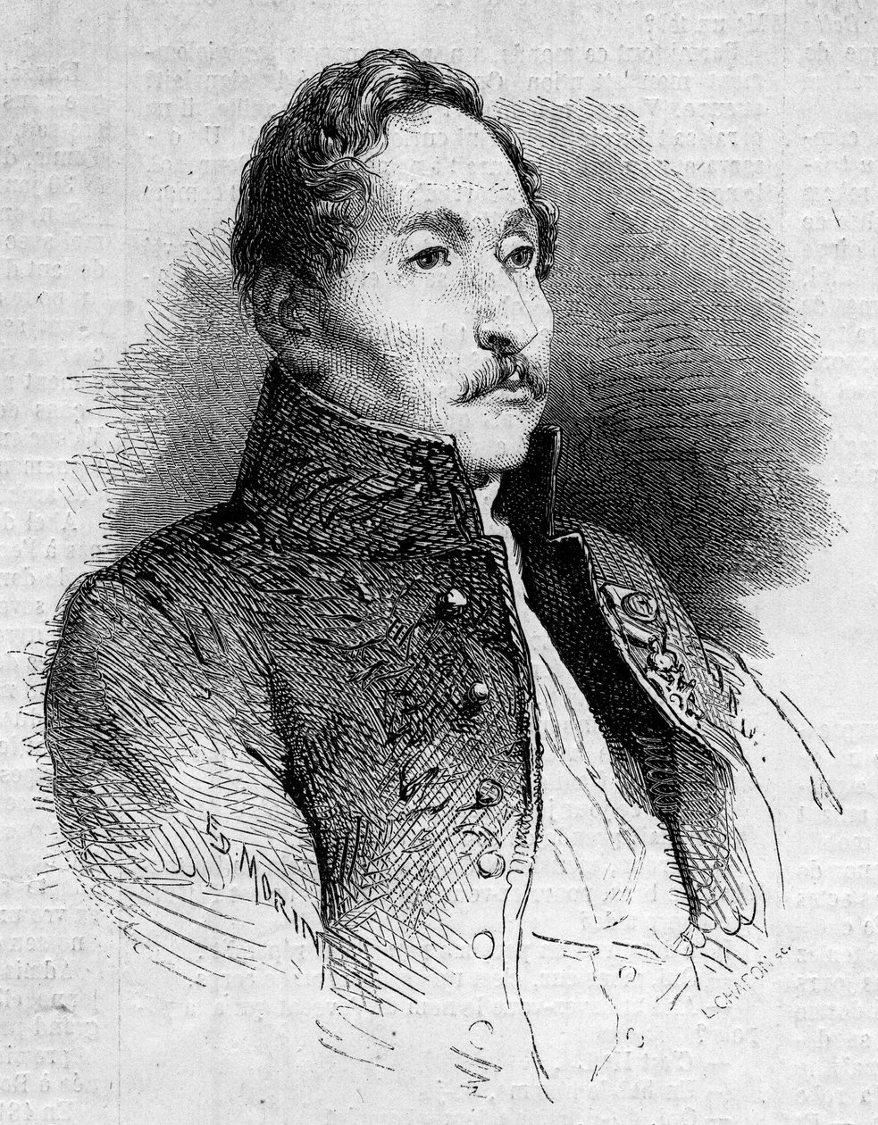 Portrett av Alexandre Denis Abel de Pujol (1787-1861), fransk maler. Gravering i "" Le Monde Illustré"" nr. 235 av 12. oktober 1861. av French School