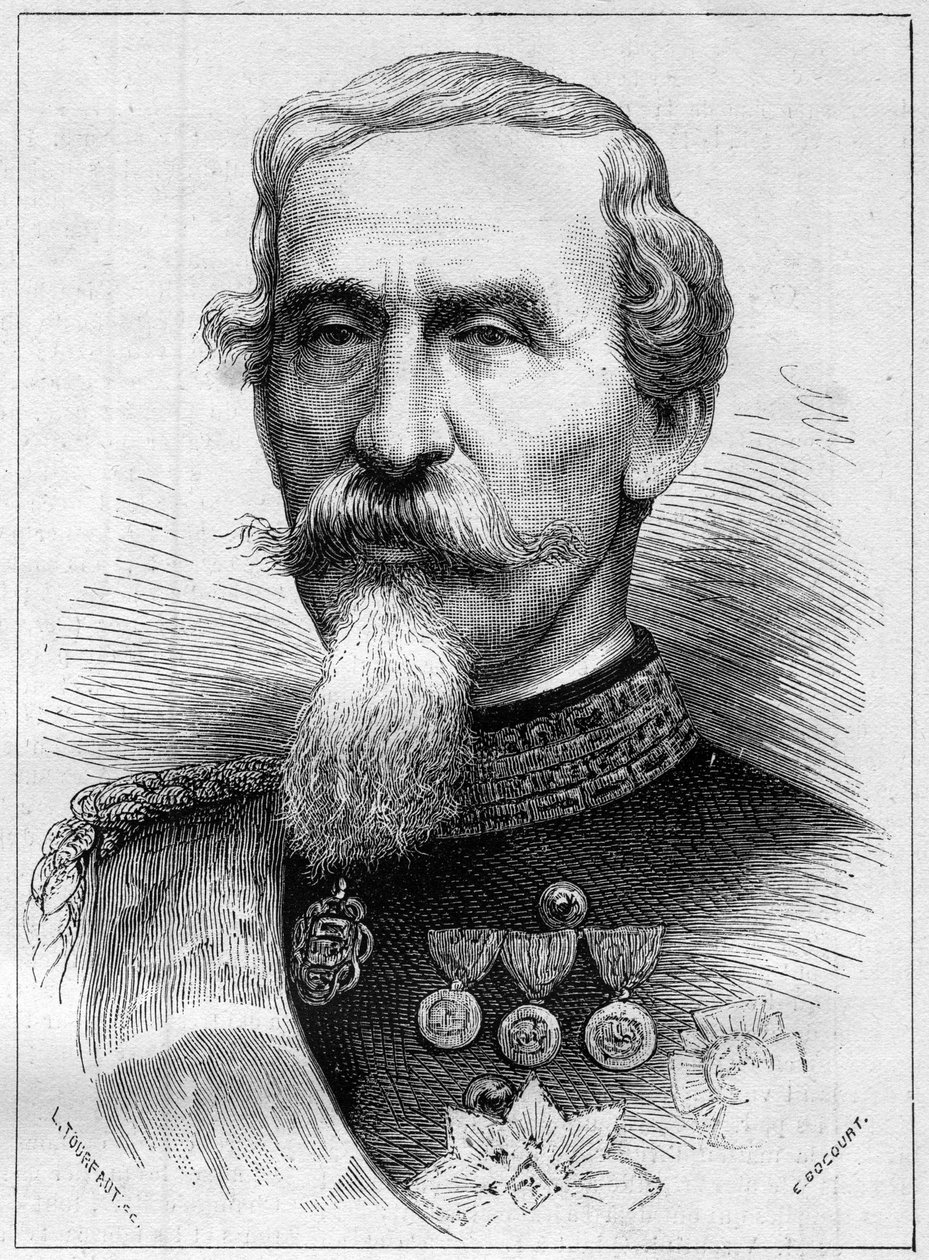 Portrait of Alfonso Ferrero de La Marmora (Lamarmora) (1804 - 1878) general and Italian politician. Engraving in “” Le Monde Illustré”” n°1085 of 19 January 1878. av French School
