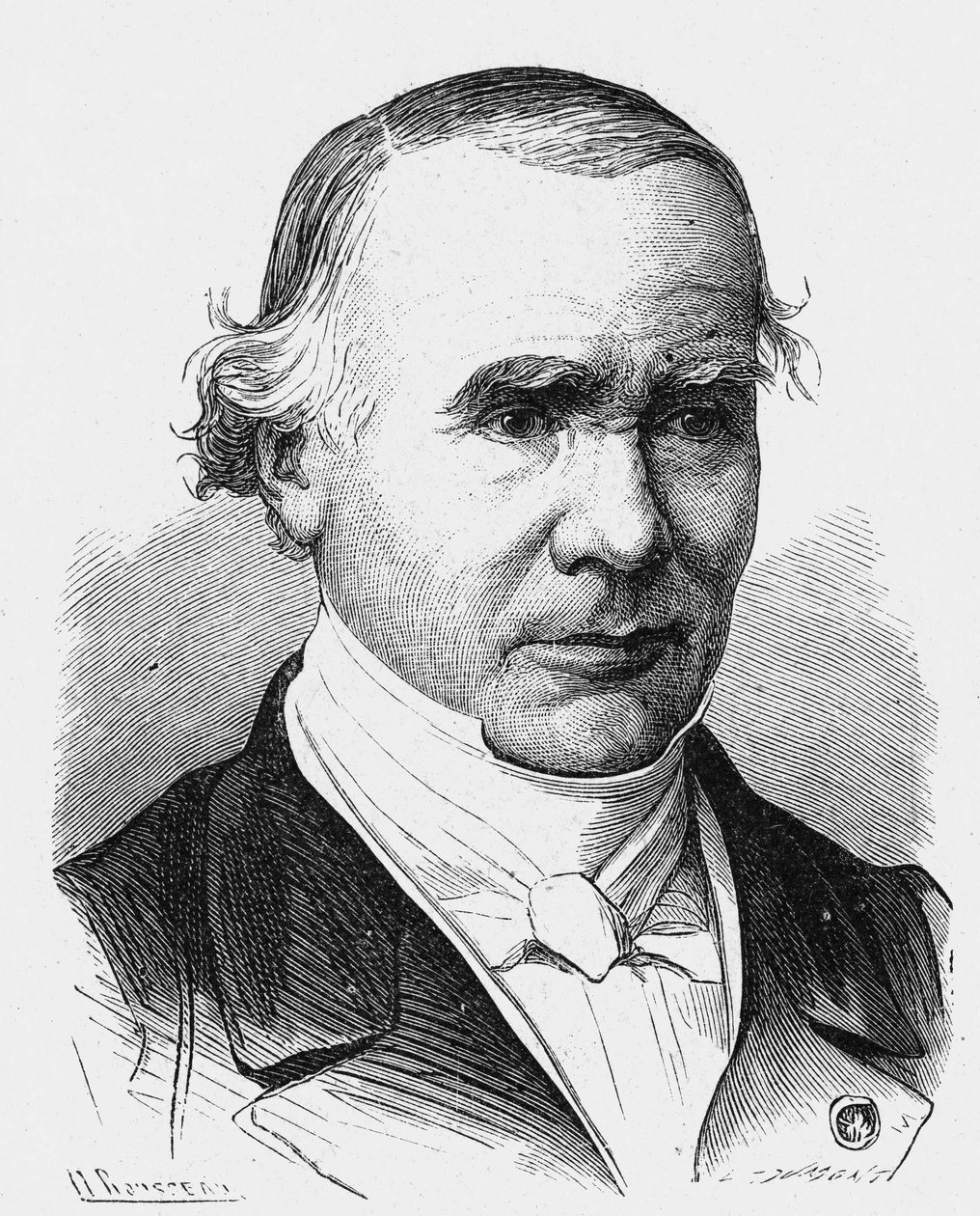 Portrait of Alfred Louis Maris Velpeau (1795 - 1867), French surgeon (a bandage bears his name) - in “Album de la Science; illustrious scientists; Great discoveries””” 1896. av French School