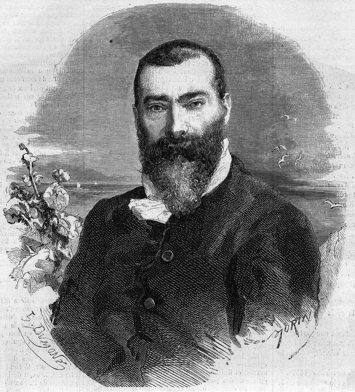 Portrett av Alphonse Karr (1808-1898), fransk romanforfatter og dramatiker. Gravering i "" Le Monde Illustré"" nr. 145 av 21. januar 1860. av French School