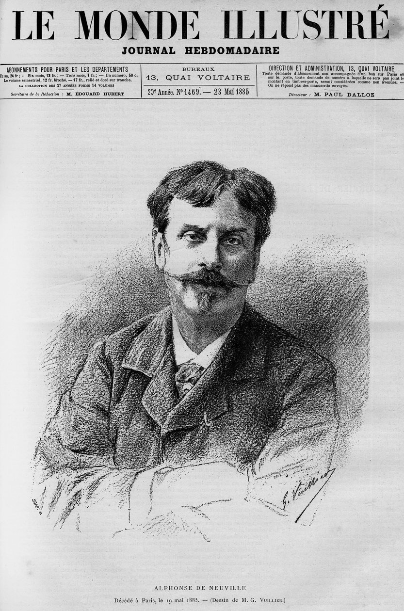 Portrait of Alphonse de Neuville (1835-1885), French painter and cartoonist, In “The Illustrous World” 1885 av French School