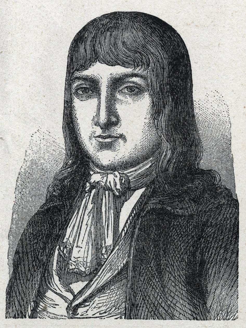 Portrait of Amateur Jerome Le Bras des Forges, knight of Boishardy (Bois hardy or Bois-Hardy), Chef chouan of the French revolution (1762-1795) Engraving of 1889. Private collection. av French School